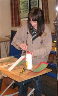 Carlyn applying PVA to her laminations